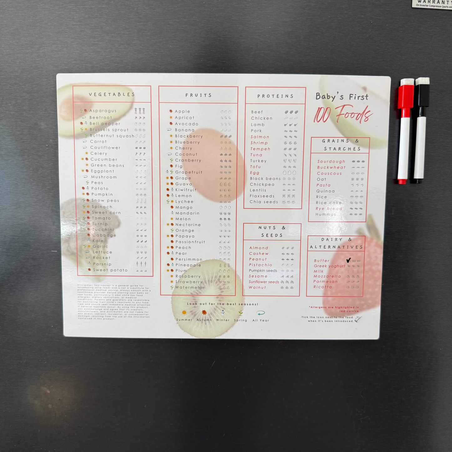 Baby First 100 Foods - Magnetic Intro to Solids Planner