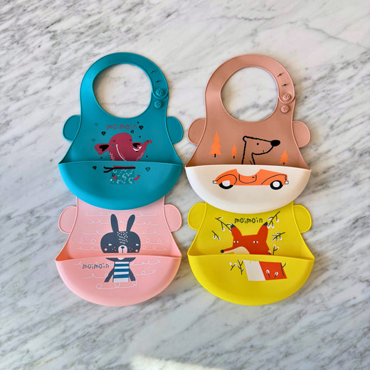 Silicone Baby Bib with Cute Animal Prints
