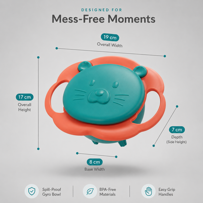 Bowly Moly 360° Rotating Spill-Proof Kids Gyro Bowl