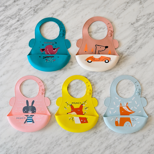 Silicone Baby Bib with Cute Animal Prints